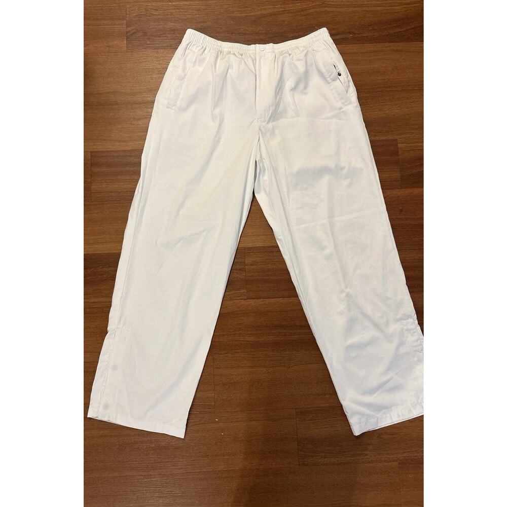 Vintage Polo Ralph Lauren Men’s XXL White Track Pants Mesh Lined Snap Hem